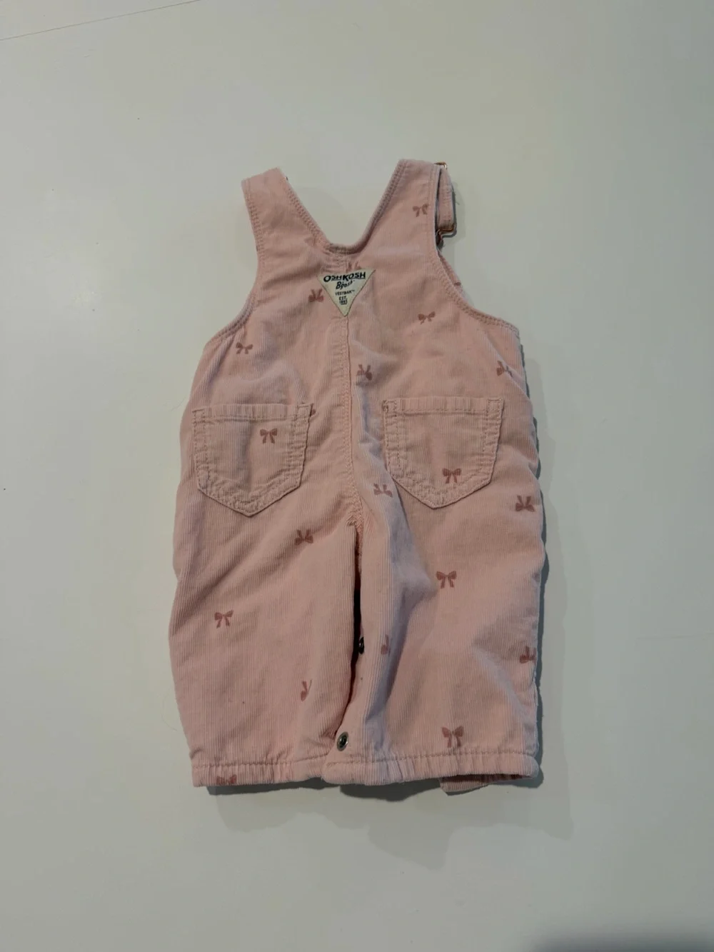 OshKosh B'gosh Light Pink Bow Corduroy Overalls 3 months baby blush cotton